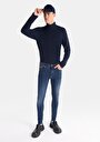 thumb-Skinny Fit Düşük Bel Dar Paça Erkek Koyu İndigo Jean Pantolon