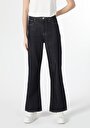 thumb-Regular Fit Yüksek Bel Geniş Paça Kadın Siyah Jean Pantolon