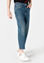 thumb-Loose Relaxed Fit Drop Crotch Kısa Paça Erkek İndigo Jean Pantolon