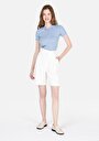 thumb-Regular Fit Yüksek Bel Düz Kadın Beyaz Şort