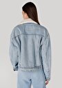 thumb-Regular Fit Düğmeli Astarsız  Kadın Denim Ceket