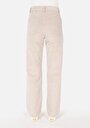 thumb-Regular Fit Yüksek Bel Geniş Paça Kadın Ekru  Pantolon