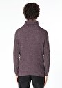 thumb-Slim Fit Turtle Neck Jakarlı Erkek Bordo Kazak