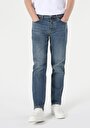 thumb-Loose Straight Fit Orta Bel Düz Paça Erkek Koyu İndigo Jean Pantolon