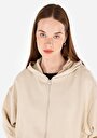 thumb-Regular Fit Fermuarlı Düz Kadın Bej Sweatshirt