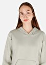 thumb-Regular Fit Kapüşonlu Düz Kadın Yeşil Sweatshirt