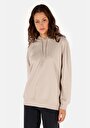 thumb-Comfort Fit Kapüşonlu Baskılı Kadın Bej Sweatshirt
