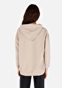 thumb-Comfort Fit Kapüşonlu Baskılı Kadın Bej Sweatshirt