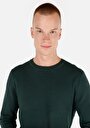 thumb-Regular Fit Pamuklu Yuvarlak Yaka Jakarlı Erkek Yeşil Triko Kazak