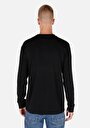 thumb-Regular Fit Yuvarlak Yaka Düz Pamuklu Erkek Siyah Uzun Kol Tişört
