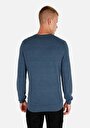 thumb-Regular Fit Yuvarlak Yaka Jakarlı Erkek Mavi Kazak