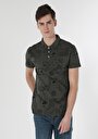 thumb-Regular Fit Polo Yaka Baskılı Erkek Yeşil Kısa Kol Tişört