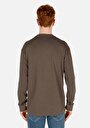 thumb-Regular Fit Yuvarlak Yaka Düz Pamuklu Erkek Yeşil Uzun Kol Tişört