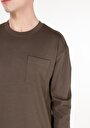 thumb-Regular Fit Yuvarlak Yaka Düz Pamuklu Erkek Yeşil Uzun Kol Tişört