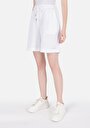thumb-Regular Fit Orta Bel Cepli Kadın Beyaz Şort