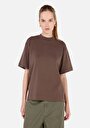 thumb-Regular Fit Yuvarlak Yaka  Kadın Kahverengi Kısa Kol Tişört