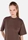 thumb-Regular Fit Yuvarlak Yaka  Kadın Kahverengi Kısa Kol Tişört