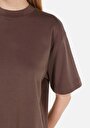 thumb-Regular Fit Yuvarlak Yaka  Kadın Kahverengi Kısa Kol Tişört
