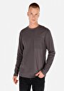 thumb-Regular Fit Yuvarlak Yaka Düz Pamuklu Erkek Gri Uzun Kol Tişört