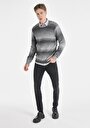 thumb-Regular Fit Yuvarlak Yaka Baskılı Erkek Gri Kazak