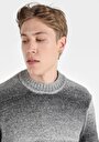 thumb-Regular Fit Yuvarlak Yaka Baskılı Erkek Gri Kazak