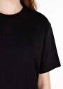 thumb-Regular Fit Yuvarlak Yaka Düz Kadın Siyah Kısa Kol Tişört