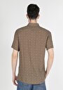 thumb-Regular Fit Shirt Neck Baskılı Erkek Bej Kısa Kol Gömlek