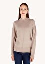 thumb-Regular Fit Yuvarlak Yaka  Kadın Bej Kazak