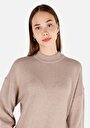 thumb-Regular Fit Yuvarlak Yaka  Kadın Bej Kazak
