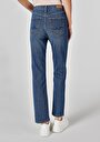 thumb-Regular Fit Orta Bel Slim Straight Leg Kadın İndigo Jean Pantolon