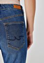 thumb-Regular Fit Orta Bel Slim Straight Leg Kadın İndigo Jean Pantolon