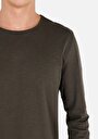 thumb-Regular Fit Yuvarlak Yaka Düz Erkek Yeşil Uzun Kol Tişört