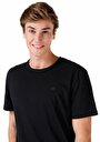 thumb-Comfort Fit Yuvarlak Yaka Düz Erkek Siyah Pamuk Kısa Kol Tişört