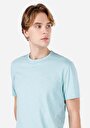 thumb-Comfort Fit Yuvarlak Yaka Düz Erkek Turkuaz Kısa Kol Tişört