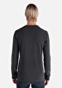 thumb-Slim Fit Düğmeli Yaka Düz Erkek Antrasit Uzun Kol Tişört