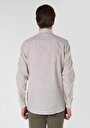 thumb-Regular Fit Shirt Neck Düz Erkek Bej Roll-Up Gömlek