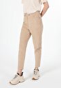 thumb-Baggy Fıt Yüksel Bel Düz Paça Kadın Bej  Pantolon