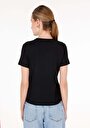 thumb-Regular Fit Yuvarlak Yaka  Kadın Siyah Kısa Kol Tişört