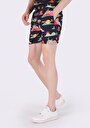 thumb-Slim Fit Baskılı Erkek Çok Renkli Deniz Şortu