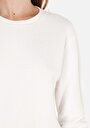 thumb-Regular Fit Yuvarlak Yaka Jakarlı Kadın Beyaz Uzun Kol Tişört