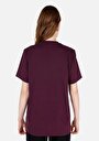 thumb-Regular Fit Yuvarlak Yaka Baskılı Kadın Mor Kısa Kol Tişört