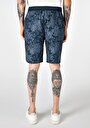 thumb-Slim Fit Baskılı Erkek Siyah Deniz Şortu