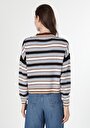 thumb-Regular Fit Yuvarlak Yaka Çizgili Kadın Çok Renkli Kazak