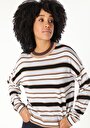 thumb-Regular Fit Yuvarlak Yaka Çizgili Kadın Çok Renkli Kazak
