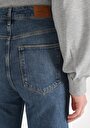 thumb-Regular Fit Yüksek Bel Düz Paça Kadın İndigo Jean Pantolon