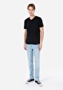 thumb-Regular Fit V Yaka Düz Erkek Siyah Kısa Kol Tişört