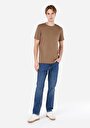 thumb-Regular Fit Yuvarlak Yaka Düz Erkek Kahverengi Kısa Kol Tişört
