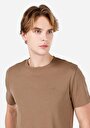 thumb-Regular Fit Yuvarlak Yaka Düz Erkek Kahverengi Kısa Kol Tişört