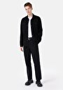 thumb-Wıde Fit Orta Bel Düz Paça Erkek Siyah  Pantolon