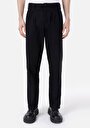 thumb-Wıde Fit Orta Bel Düz Paça Erkek Siyah  Pantolon